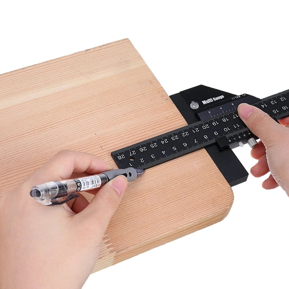 Woodworking Scriber Gauge Aluminum Alloy T Type Measuring Marking Framing Ruler Tool for Carpentry DIY Tools