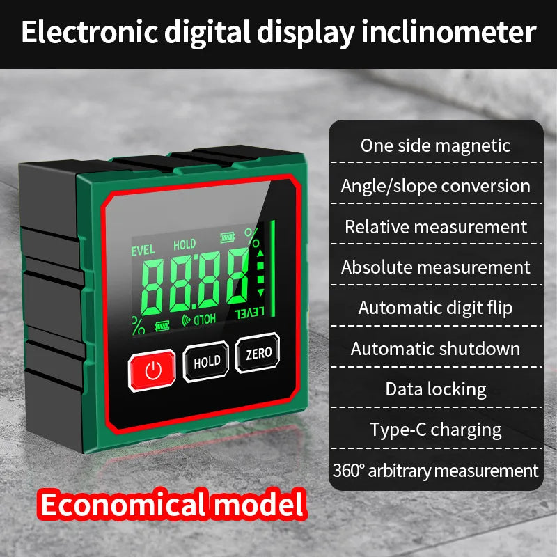 Magnetic Digital Angle Finder with Electronic Laser Gauge Protractor Inclinometer Level Magnets Level Ruler Angle Slope 0-90°
