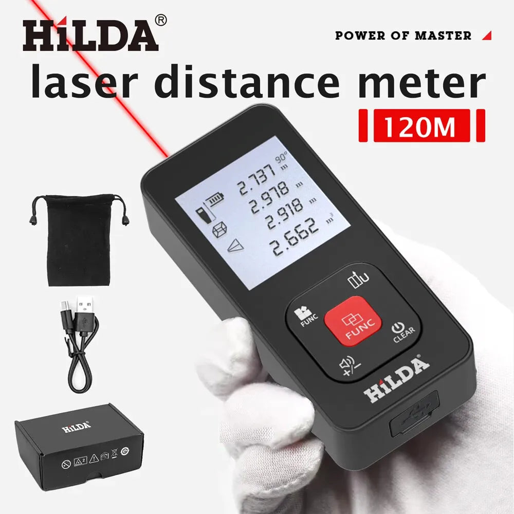 HILDA Laser Rangefinder Distance Meter Rangefinder Laser Tape Range Finder Building лазерный дальномер 120M /100M/50M