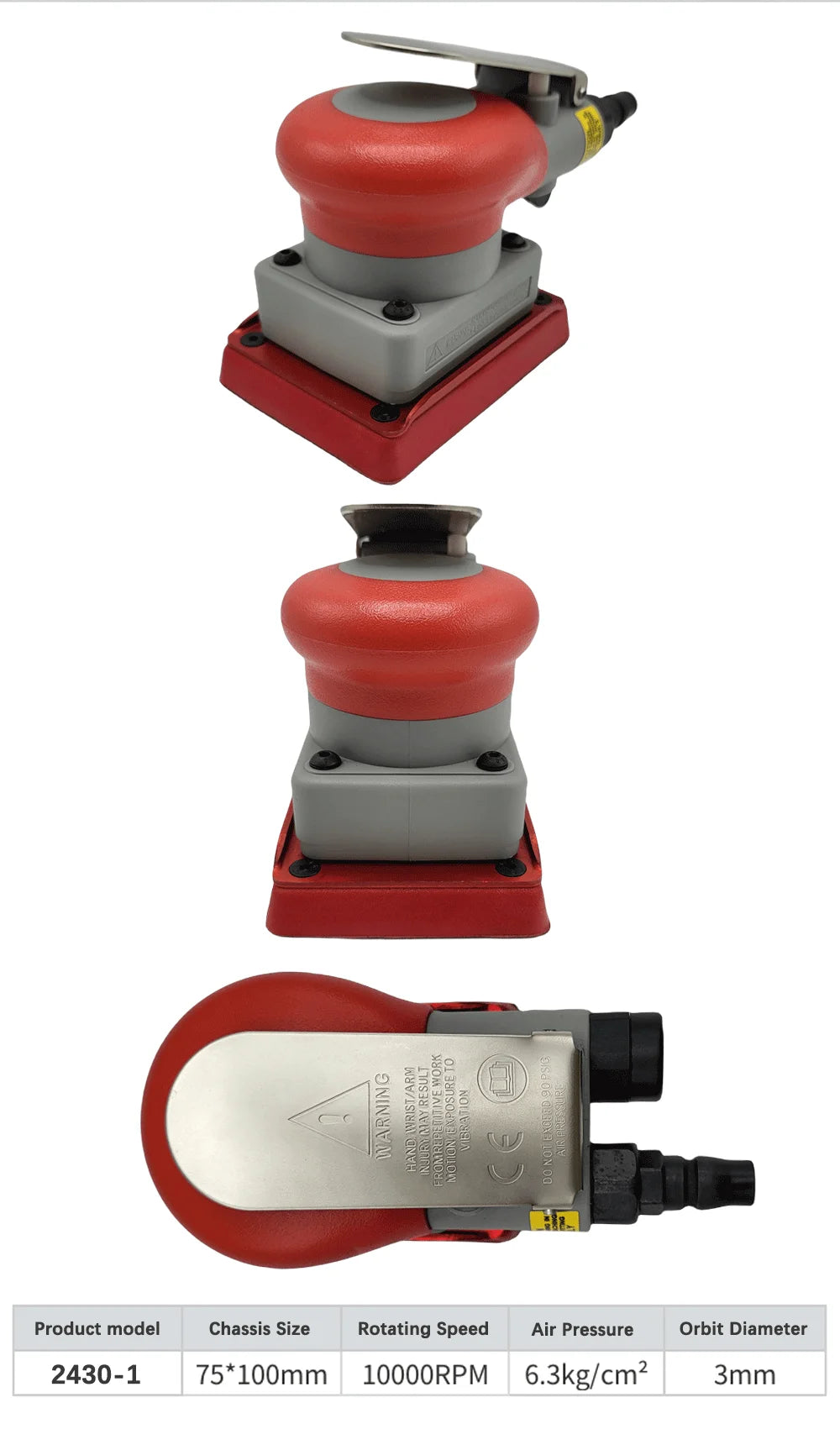 Professional 12000 rpm track air sander 75 * 100mm body scratch removal air track pneumatic sander