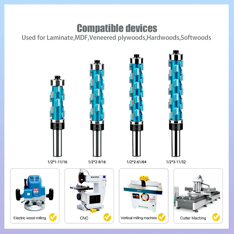 Fraise à affleurer, jeu de fraises à affleurer, queue de 1/2 pouce, double roulement, queue ronde, fraise en carbure, outil de travail du bois 