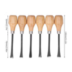 6-teiliges Set 130 mm Holzschnitzmeißel, Handmesser, Holzschnitzwerkzeuge, professionelles Holzbearbeitungs-Graviermeißel-Set, Hohlbeitel, Schneidwerkzeuge