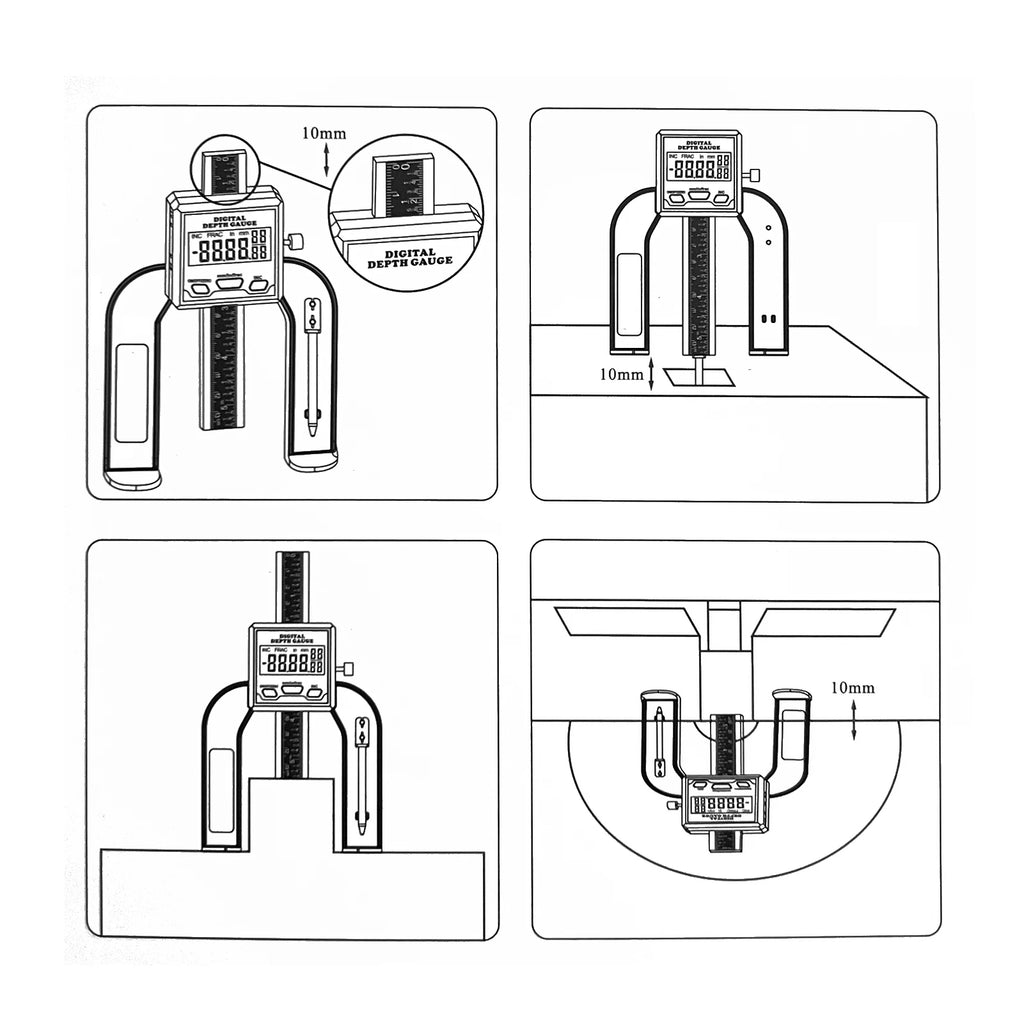0-80mm Woodworking Depth Ruler Digital Tablesaw Height Ruler LCD Display Vernier Caliper 3 Unit Modes Auto Power Off Magnetic