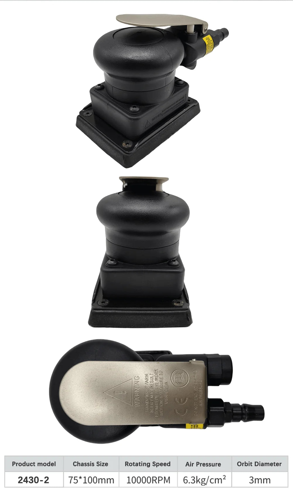 Professional 12000 rpm track air sander 75 * 100mm body scratch removal air track pneumatic sander