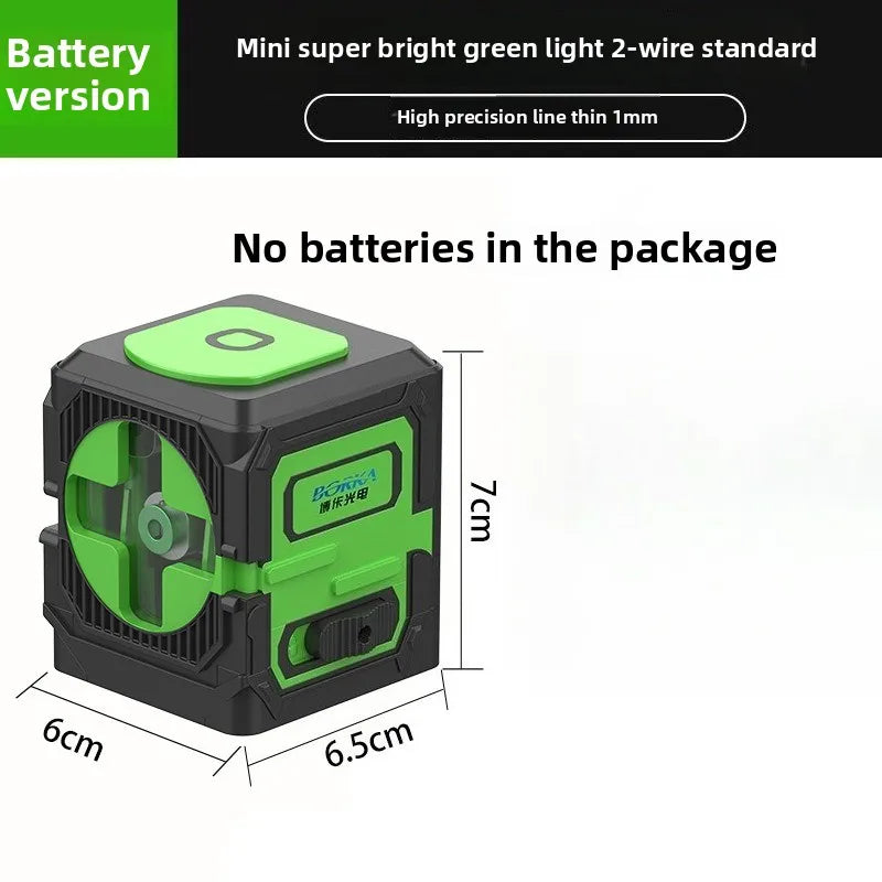 Portable Mini Laser Infrared Level Green 2-ray Line Projector High-precision Level Meter Strong Light Power Supply Type