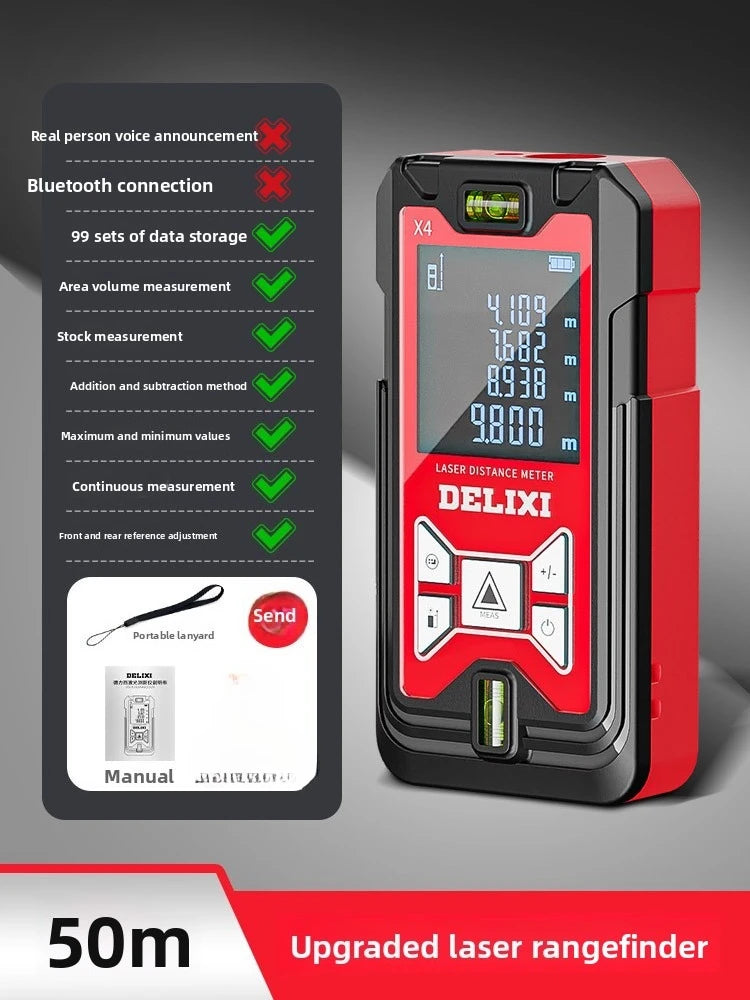 Laser Rangefinder Infrared High-precision Handheld Charging Measuring Room Instrument Electronic Ruler Installation