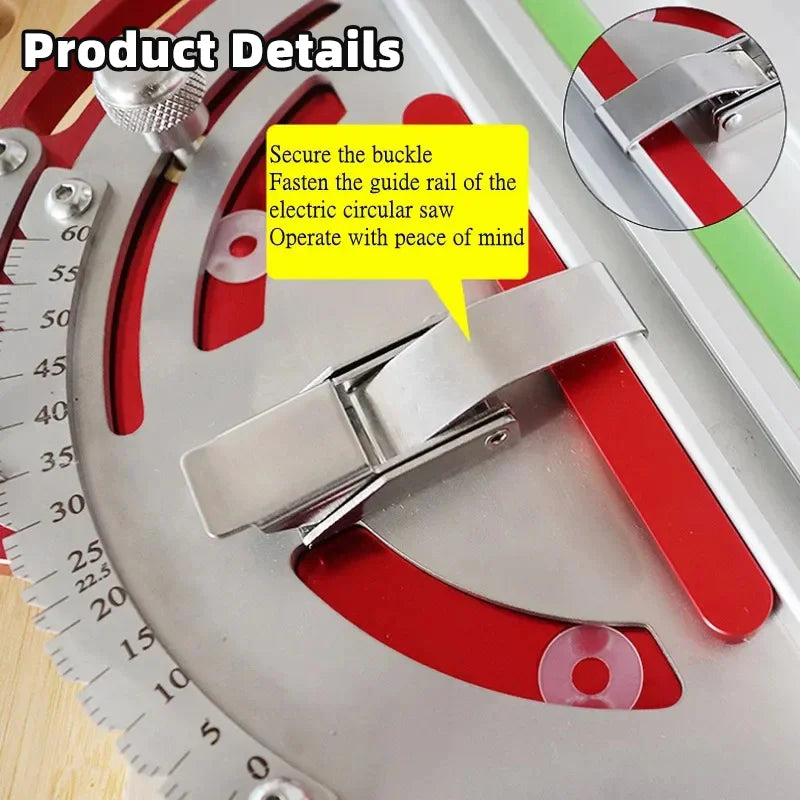 Verstellbare Winkelführungsschiene, Vierkant-Klemme 0-60 Grad, Positionierplatte für elektrische Kreissägen, passend für Makita/Fetos-Schienen