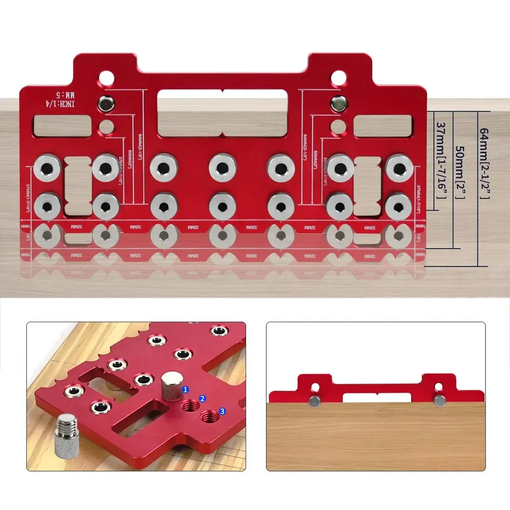 Kit de gabarit de positionnement pour perçage de trous droits avec poignée de poinçonnage et guide de perçage pour étagères, outils à main pour le travail du bois, localisateur de perçage