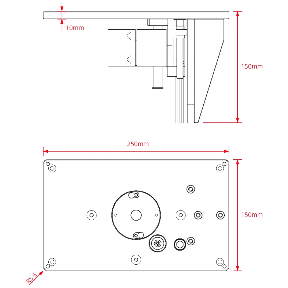 Ganwei Trimmer Inverted Lift Table System  for 65mm Electric Trimming Machine Durable Router Table Plate Insert Woodwroking Tool