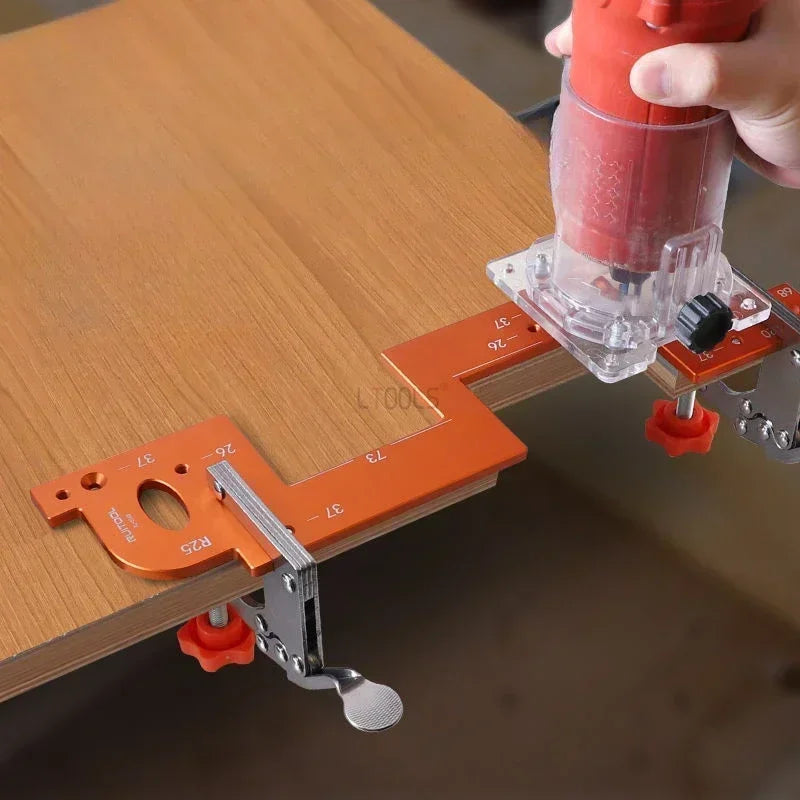 Schablone zum Einbetten von Griffschlitzen, Bogenschlitzwerkzeug, Arbeitsstange, F-Klemmen-Set, geeignet für Kleiderschrank- und Küchentüren ohne Griffschlitze