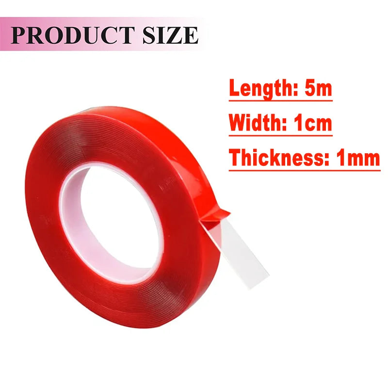Double Sided Tape Nano Tape 3Meter 10/20/30mm Width Transparent Tape Washable Adhesive Nano Traceless Sticker Glue Red