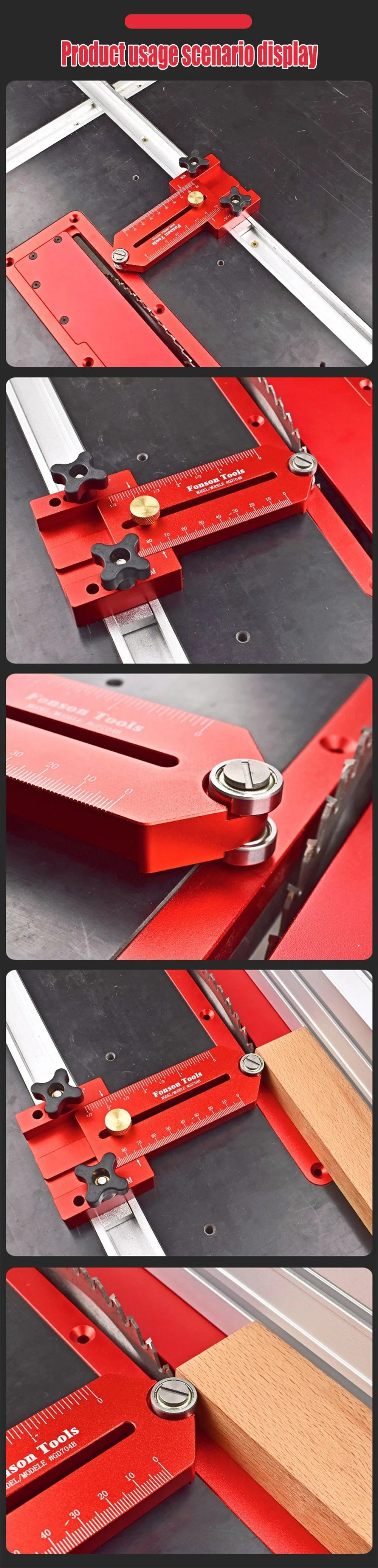 90/140mm Extended Thin Rip Jig, Table Saw Jig Guide, Saw Locator, for Repeat Narrow Strip Cuts Works, with Table Saw Router Band