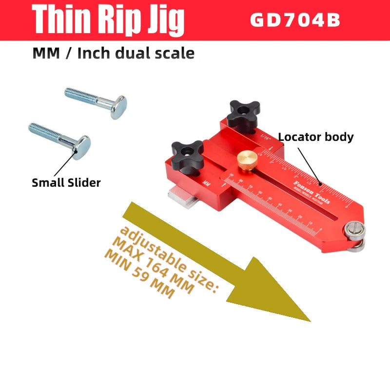 90/140mm Extended Thin Rip Jig, Table Saw Jig Guide, Saw Locator, for Repeat Narrow Strip Cuts Works, with Table Saw Router Band