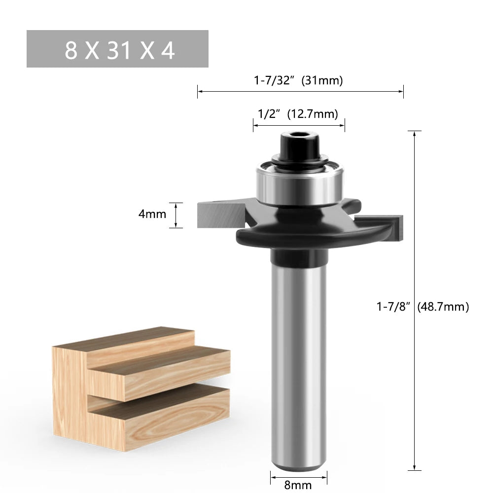 LAVIE  8mm Shank T-Sloting Biscuit Joint Slot Cutter Jointing Slotting Router Bit 2mm Height Milling Cutter Woodworking