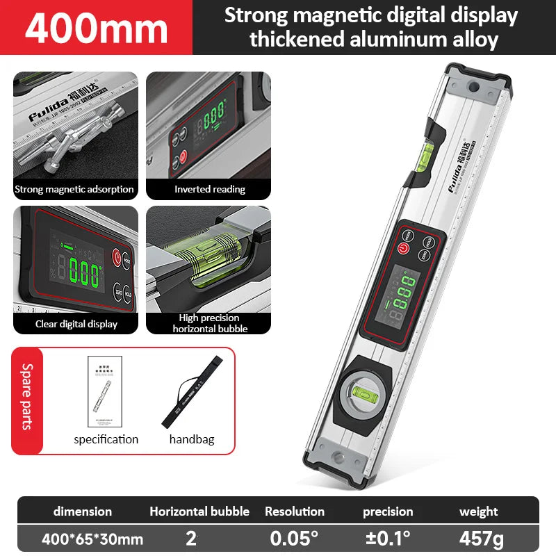 Digital Protractor Angle Finder Inclinometer Magnets Level Angle Slope 0-90 °Electronic Level Ruler  20-50MM with LED Display
