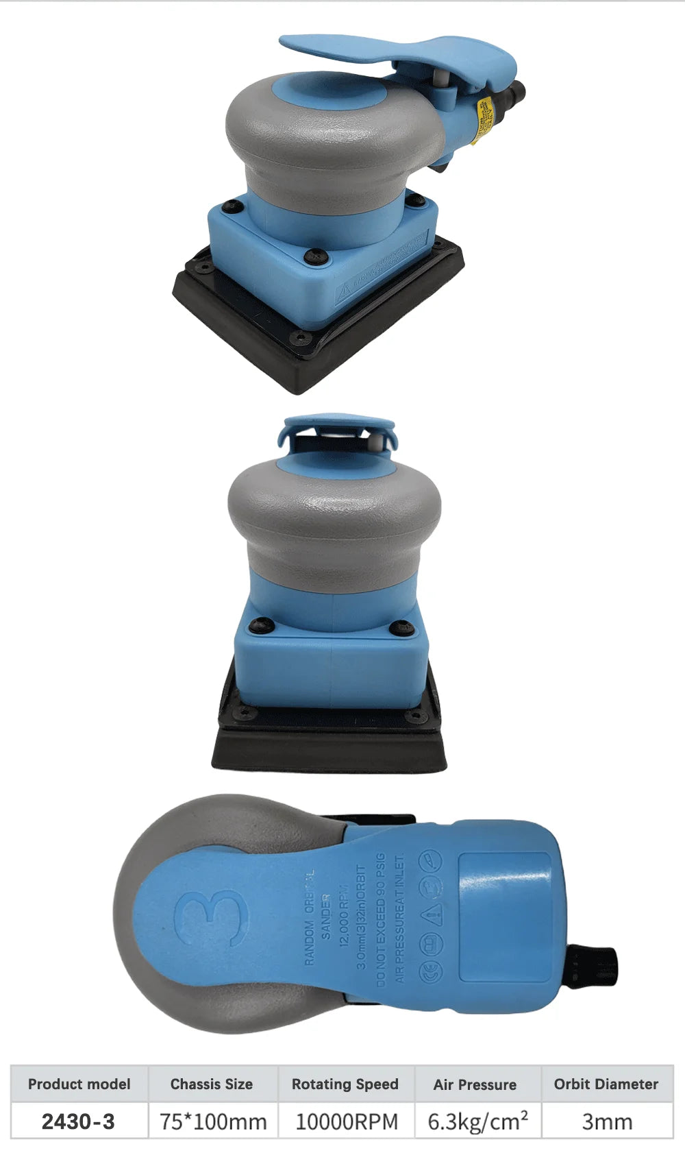 Professional 12000 rpm track air sander 75 * 100mm body scratch removal air track pneumatic sander