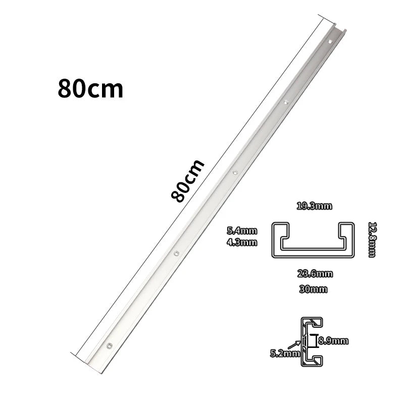 30 Type T Track 80/100cm Aluminum Allay Miter Track Woodworking Chute Guide Rail for Table Saw Workbench Router Table DIY Tools