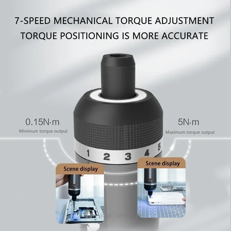 Kit de tournevis électriques Worx 4V WX242 : tournevis électriques sans fil intelligents, poignée rechargeable USB et 30 embouts. 