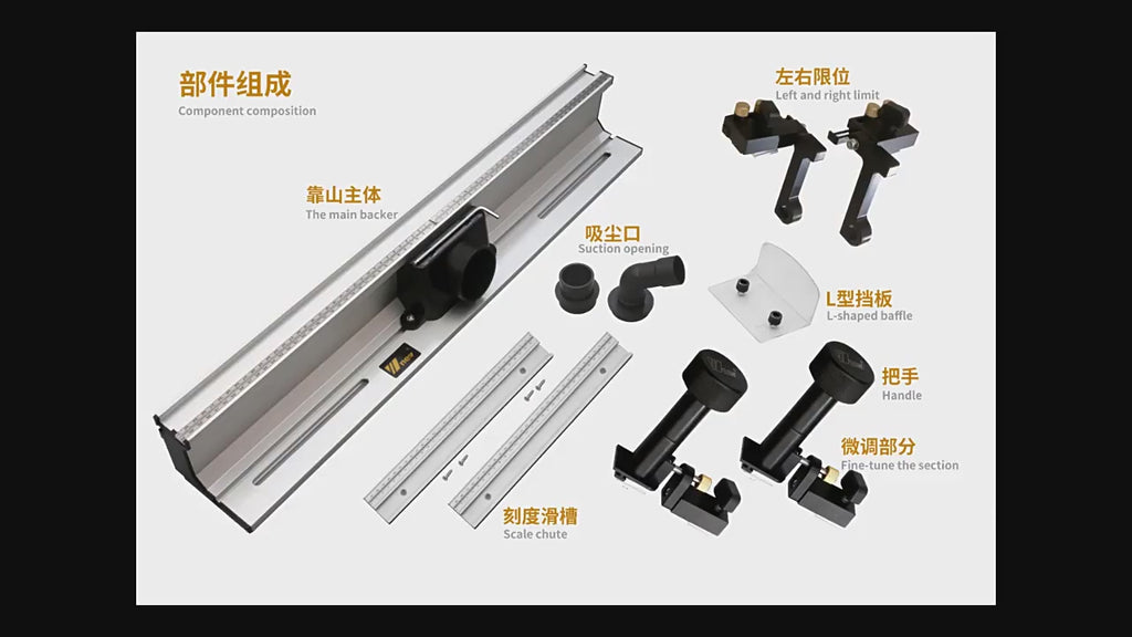 【Shipped from within the USA】WNew 700mm Router Table Aluminum Fence System Inverted Trimming Machine Accessories with 30cm T Track Sliding Brackets Bit Guard
