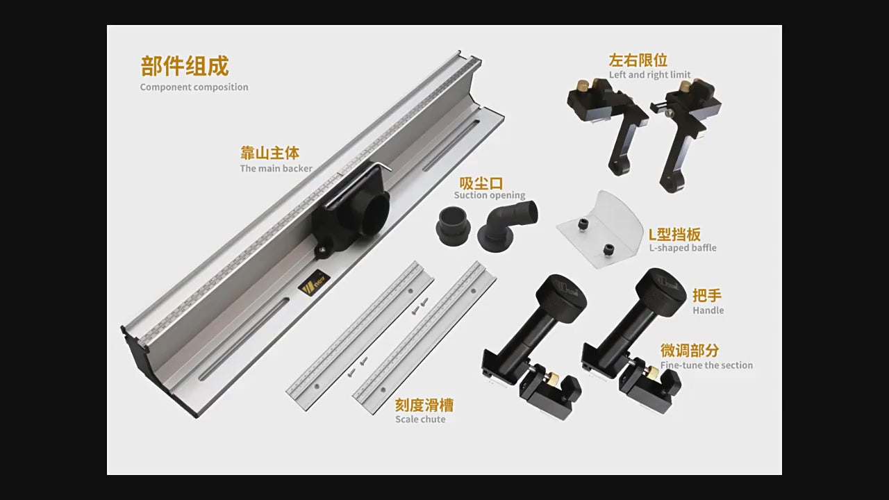 【Shipped from within the USA】WNew 700mm Router Table Aluminum Fence System Inverted Trimming Machine Accessories with 30cm T Track Sliding Brackets Bit Guard