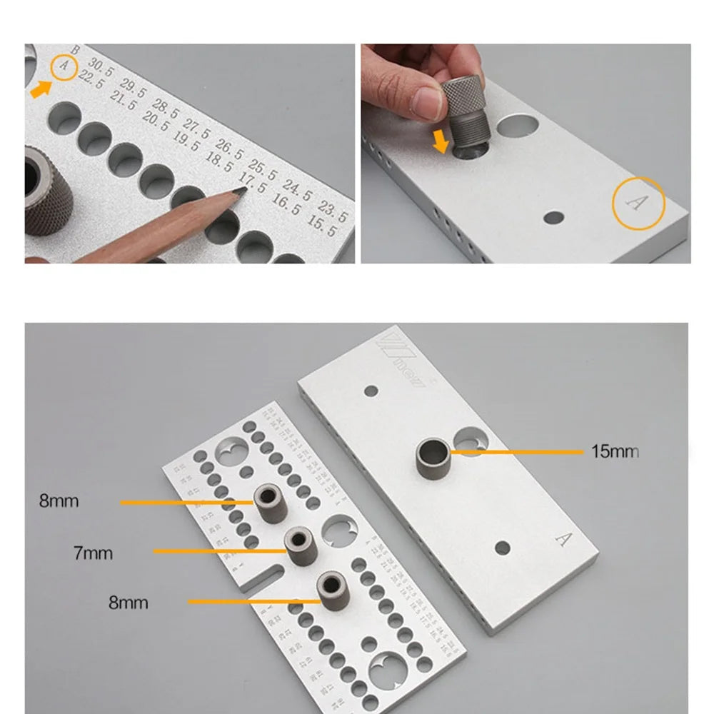 WNew Woodworking Drilling Locator 3 In 1 Aluminum Tenon Hole Puncher Hardware Tools Set Of Drills Carpentry Drill Accessories - Image 12