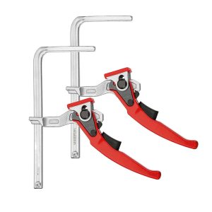 2Pcs Quick Ratchet Track Guide Rail Clamp Woodworking Clamp Fast Strong DIY Hand Tool Set Quick Adjustable Professional Wood Clamp