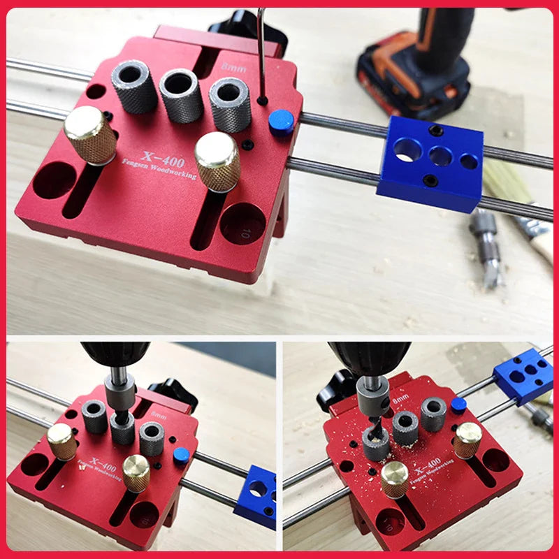 Adjustable Doweling Jig Kit Woodworking 3 in 1 Pocket Hole Jig Drilling Locator For Hole Puncher Furniture Connecting Tools - Image 2