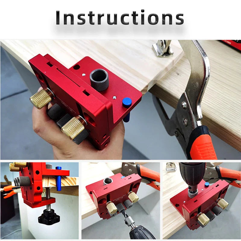 Adjustable Doweling Jig Kit Woodworking 3 in 1 Pocket Hole Jig Drilling Locator For Hole Puncher Furniture Connecting Tools - Image 5