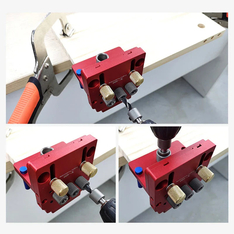 Adjustable Doweling Jig Kit Woodworking 3 in 1 Pocket Hole Jig Drilling Locator For Hole Puncher Furniture Connecting Tools - Image 6
