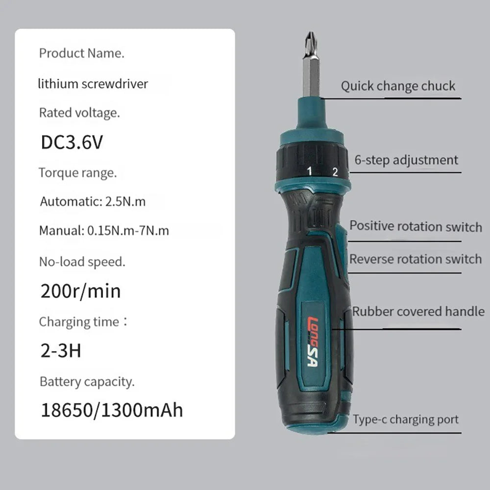 Large Torque Electric Screwdriver 0.15-7 Nm Manual Tool Ratchet Screwdriver Set Mini Electric Drill Hand Tools With Flashlight - Image 5