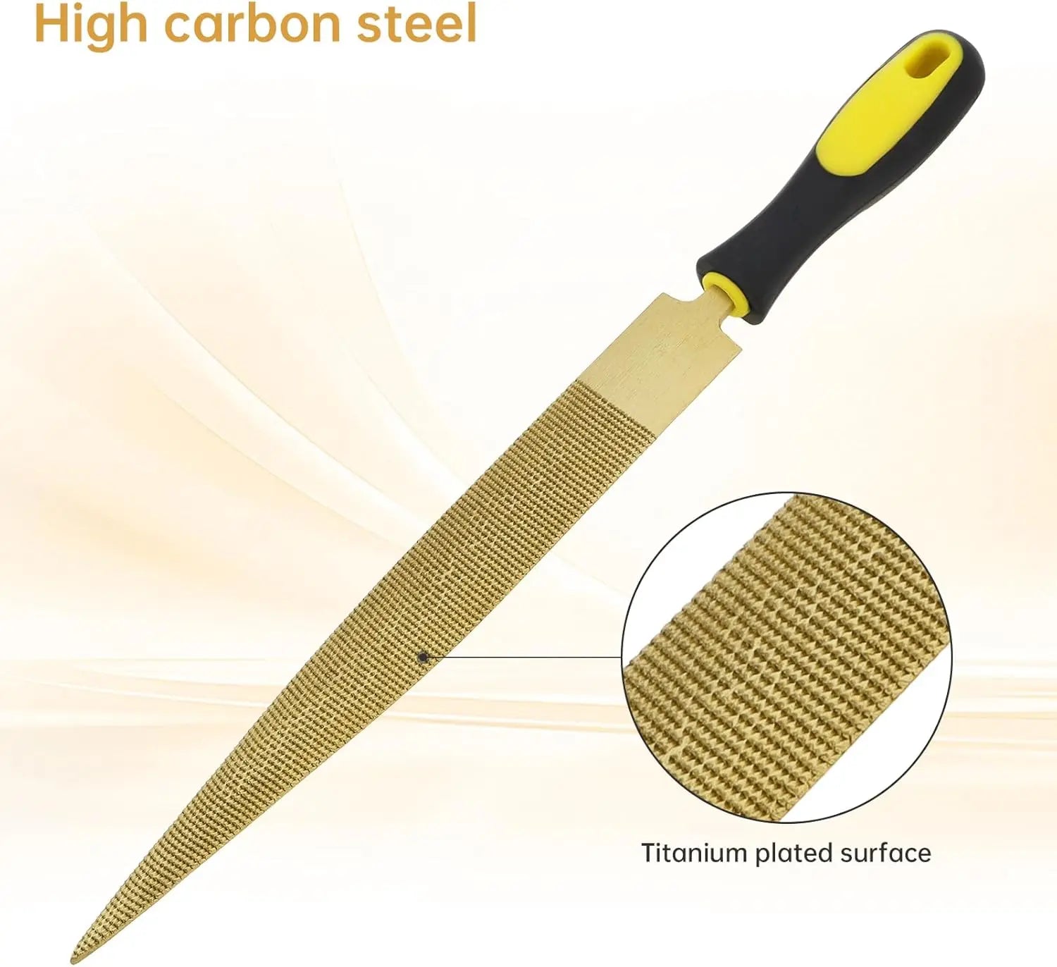 High Carbon Steel Golden Wood Rasp,Double Side Tapered and Half Round Rasp File,4/6/8/10/12inch for Woodworking/Carving/Sharping - Image 3