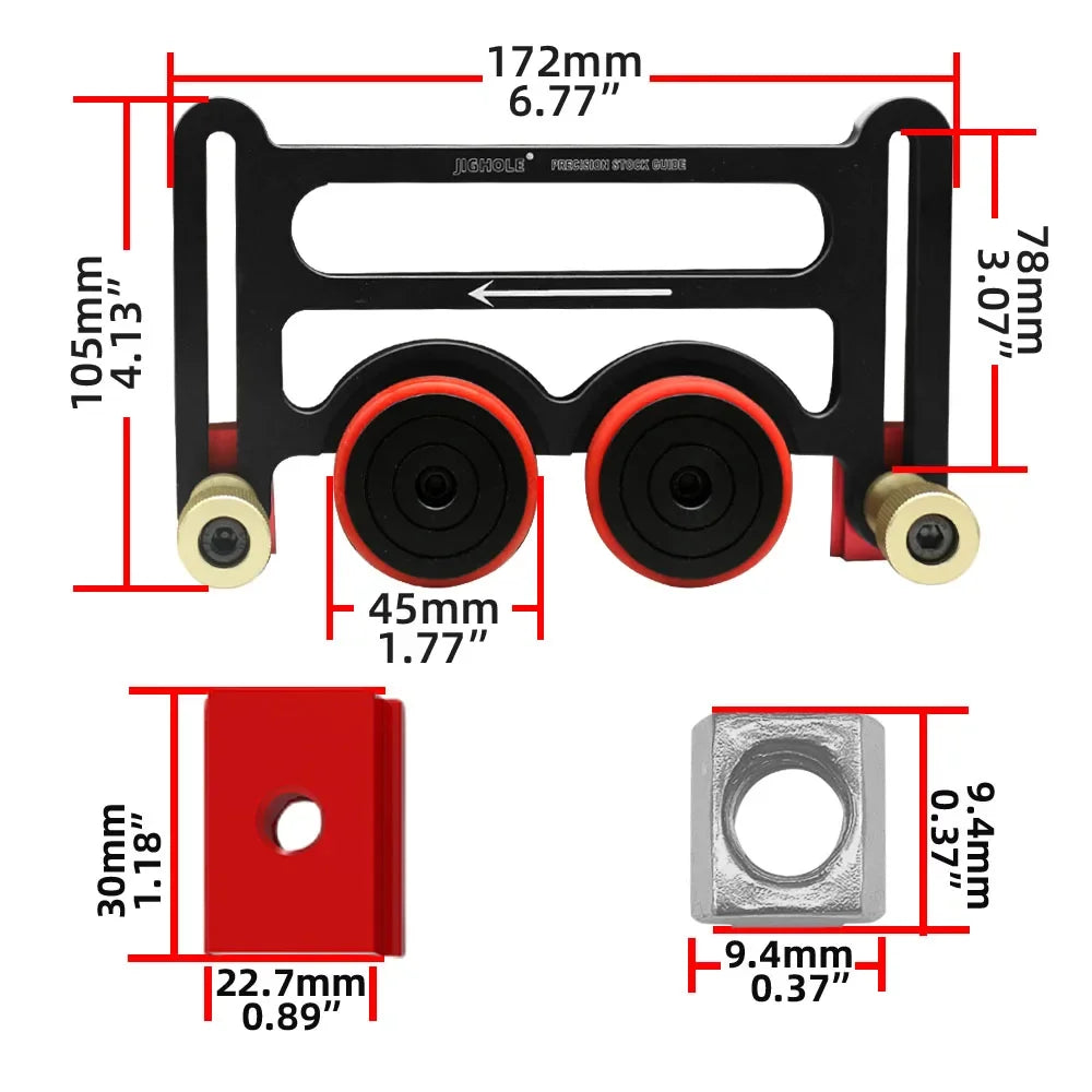 Woodworking Table Saw Guide Tool Clear Cut Press Stock Push Assembly Aluminum Alloy One-way Safety Feeder Guider Tool T-Tracks - Image 4