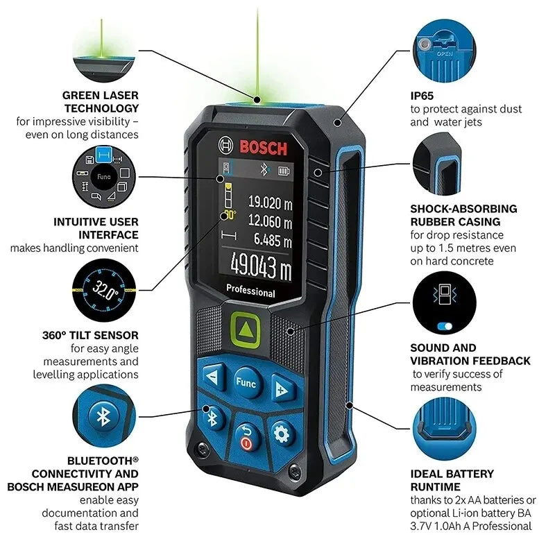 Bosch Professional 50M Green Light Laser Rangefinder Ergonomic With Bluetooth GLM50-27CG - Image 3