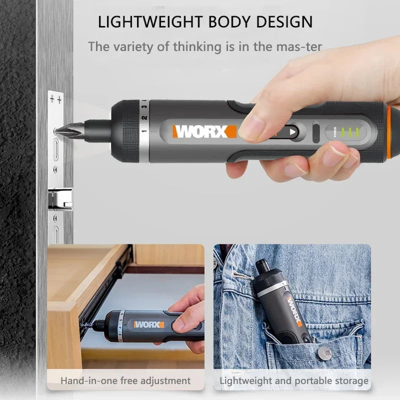 Worx 4V Electrical Screwdriver Set WX242 Smart Cordless Electric Screwdrivers USB Rechargeable Handle 30 Bit Sets Tools - Image 3