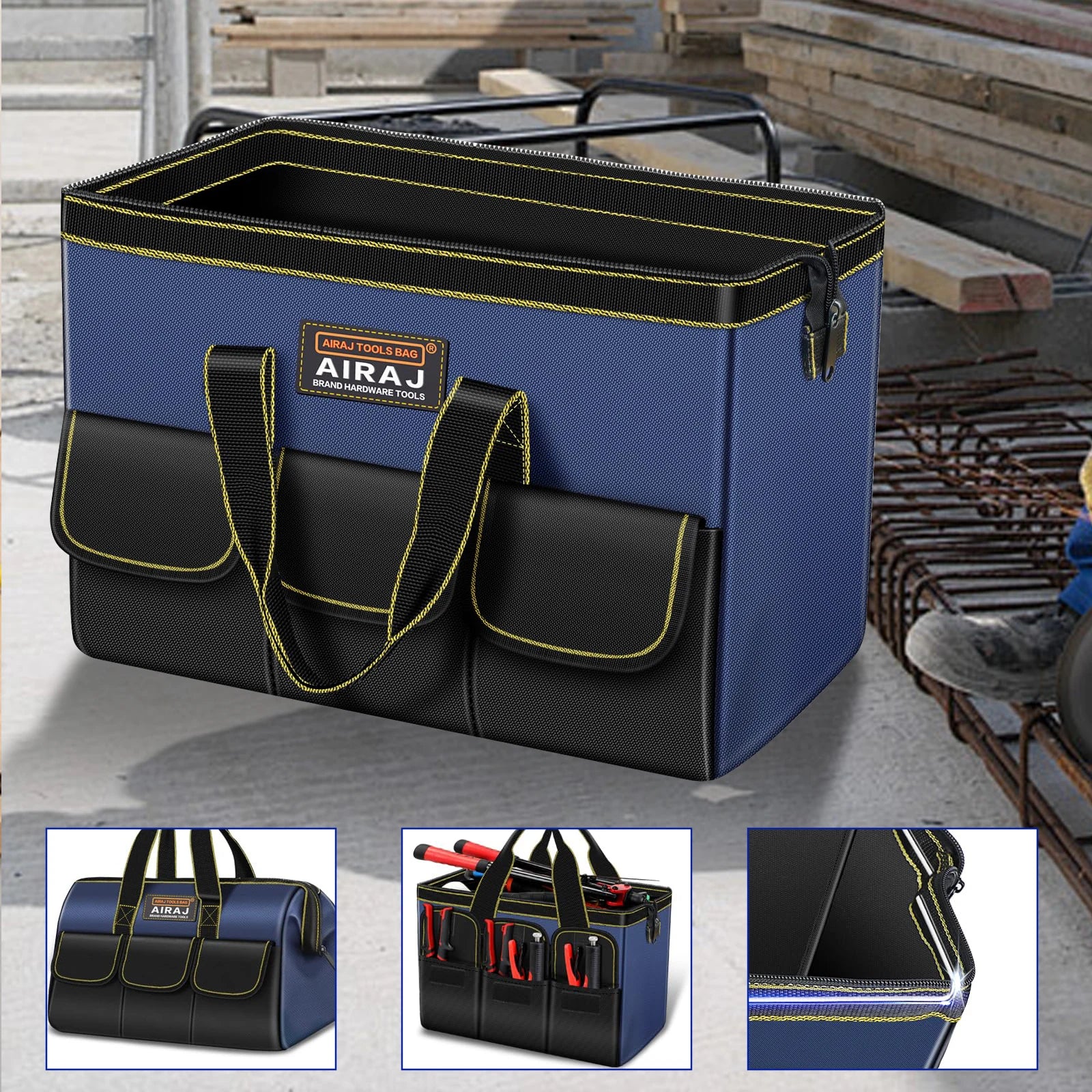 AIRAJ Multifunctional Tool Bags 1680D Oxford Cloth Electrician Bags Waterproof and Wear-Resistant High Capacity Storage Bags - Image 4