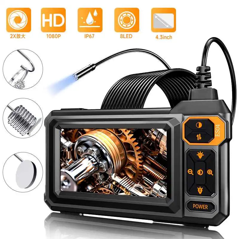 ndustrial Endoscope Camera 8mm HD1080P 4.3inch IPS Screen 16.5TF Pipe Inspection Camera for Car Repair IP67 Waterproof 8 LEDS - Image 2