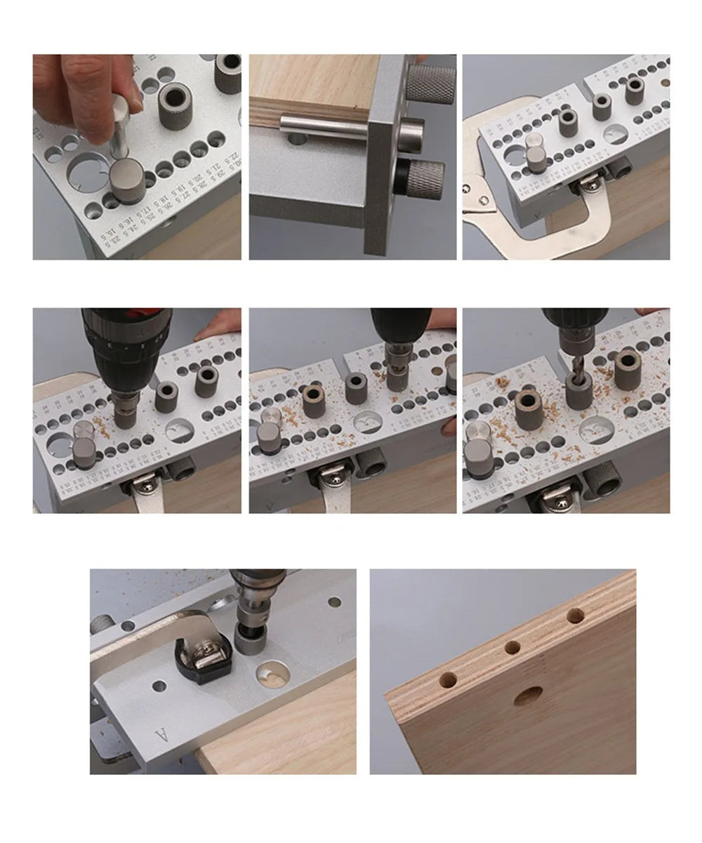 WNew Woodworking Drilling Locator 3 In 1 Aluminum Tenon Hole Puncher Hardware Tools Set Of Drills Carpentry Drill Accessories - Image 5