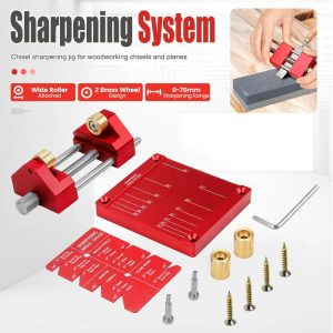 Professional Sharpening System Honing Guide with Angle Gauge, Universal Sharpening Holder for Woodworking Chisels & Plane Blades