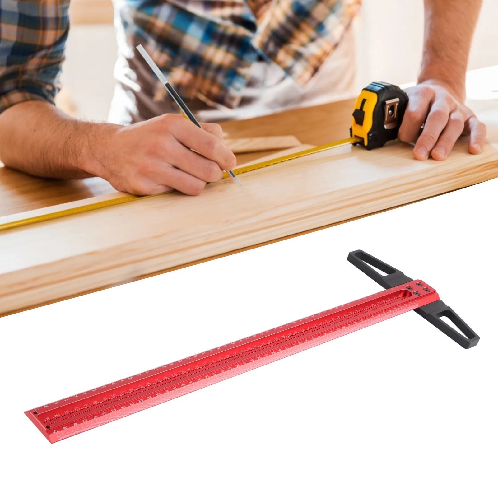 T Type Woodworking Ruler Hole Positioning Scribing Gauge Aluminum Alloy Measuring Tool for Carpenter - Image 9
