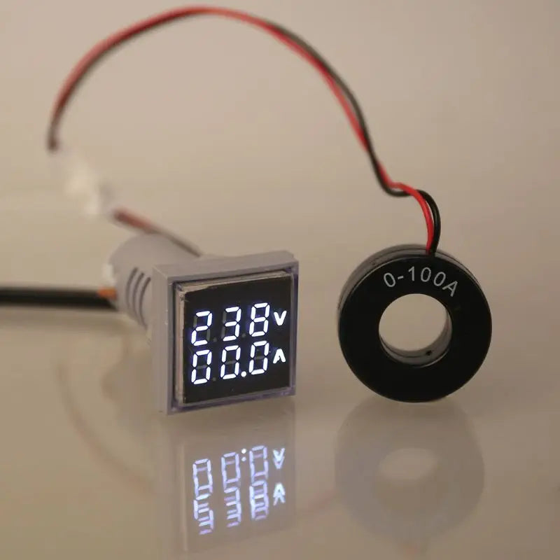Square Dual Display Voltmeter & Ammeter LED Digital Voltage Gauge AC 60-500V 0-100A Current Meter Durable Voltage Panel KXRE