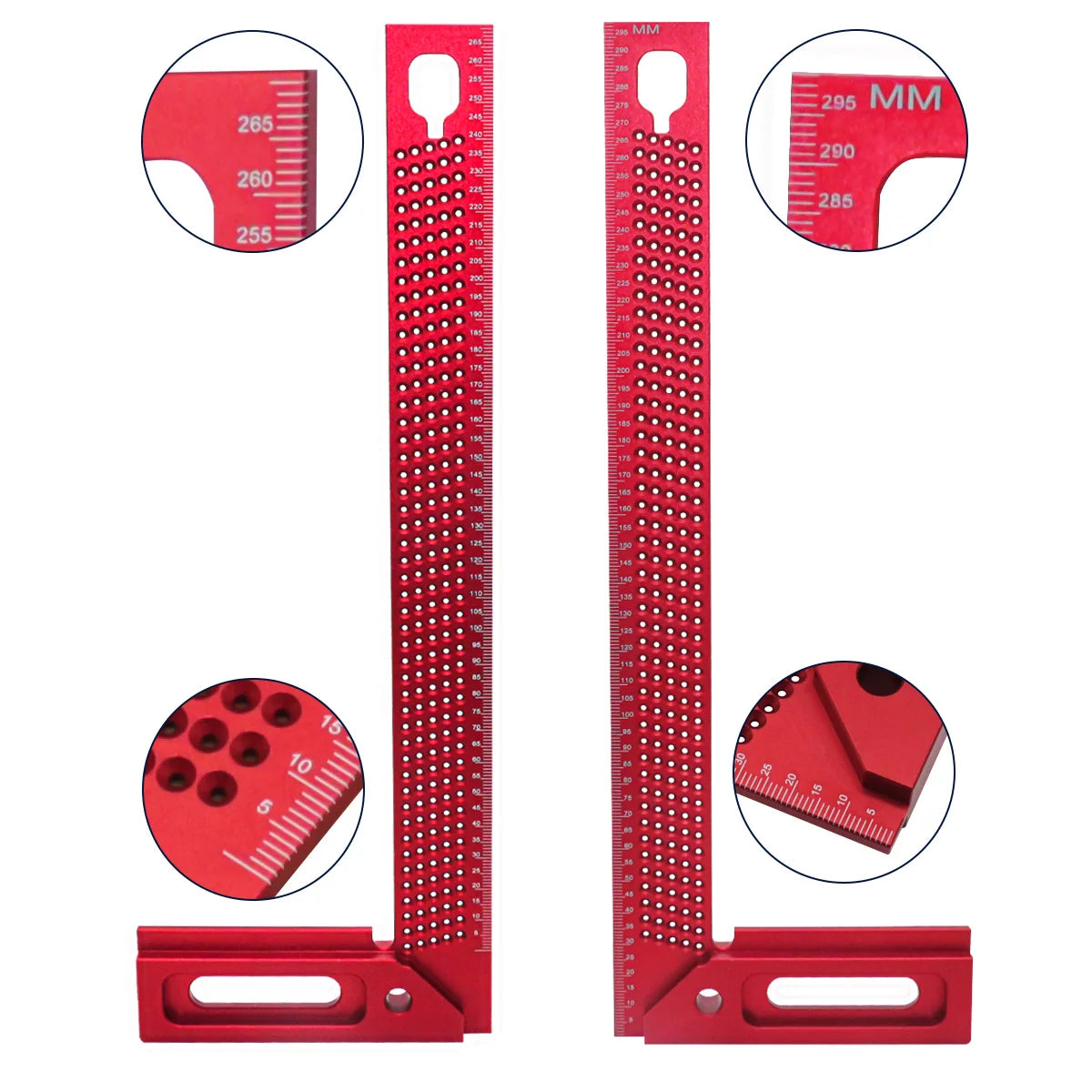 Woodworking Square Aluminum Framing Mitre Square Carpenter Scribe L-Type Hole Ruler Aluminum Right Angle Protractor Mark Gauge - Image 7