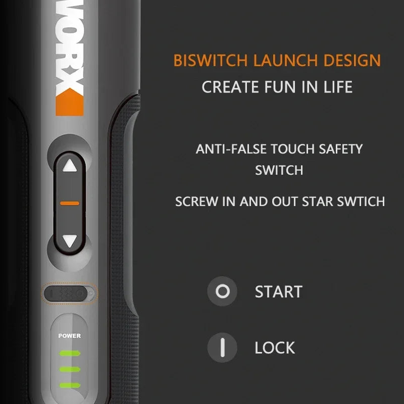 Worx 4V Electrical Screwdriver Set WX242 Smart Cordless Electric Screwdrivers USB Rechargeable Handle 30 Bit Sets Tools - Image 4