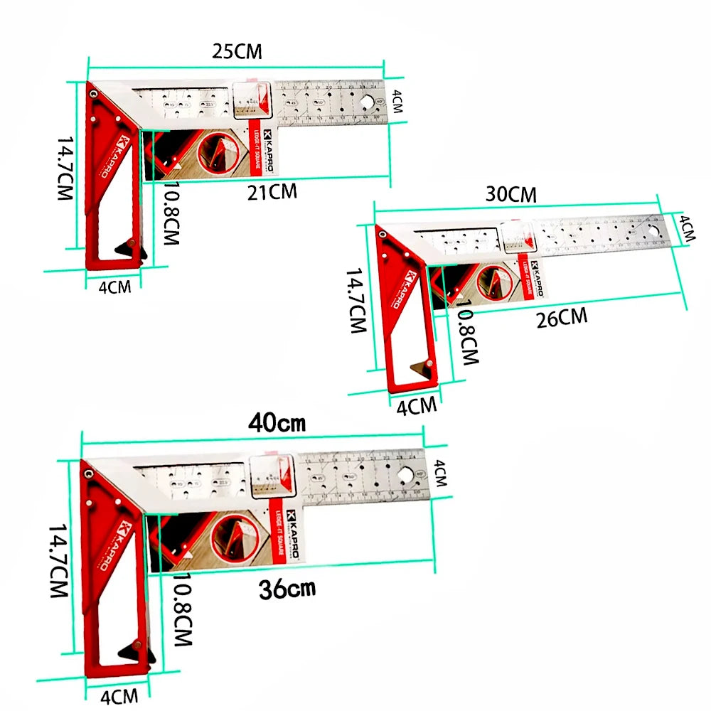 Kapro Metal Square 25/30/40cm Multifunction Stainless Steel Angle Marking Right Ruler For Joiner Carpenter Woodworking Tools - Image 2