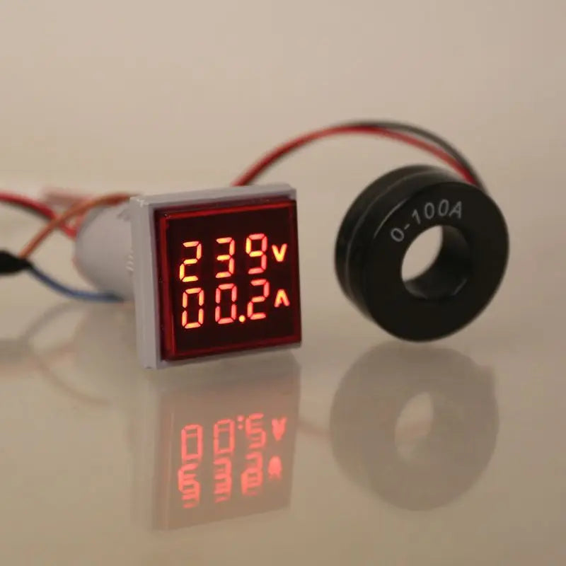 Square Dual Display Voltmeter & Ammeter LED Digital Voltage Gauge AC 60-500V 0-100A Current Meter Durable Voltage Panel KXRE - Image 2