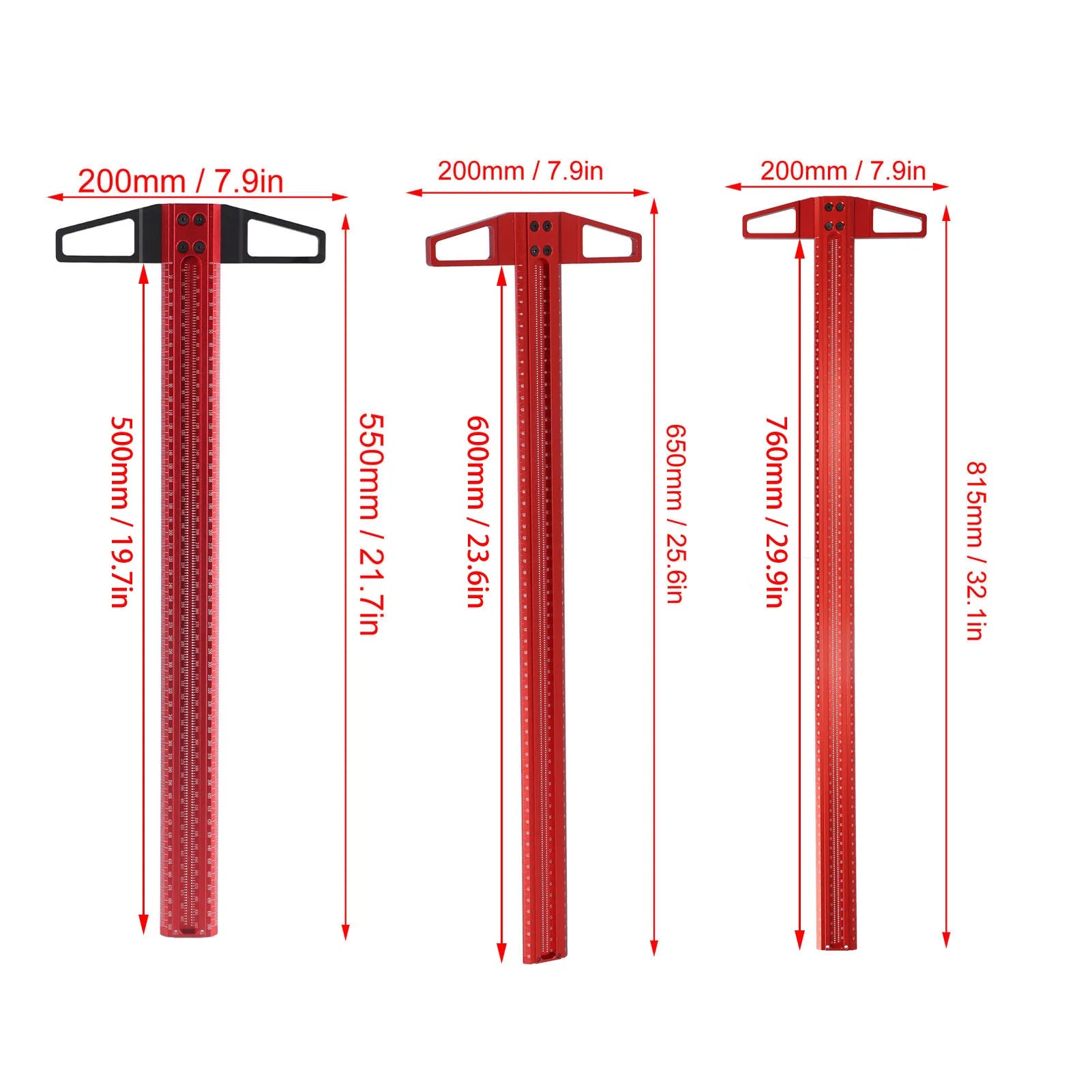 T Type Woodworking Ruler Hole Positioning Scribing Gauge Aluminum Alloy Measuring Tool for Carpenter - Image 3