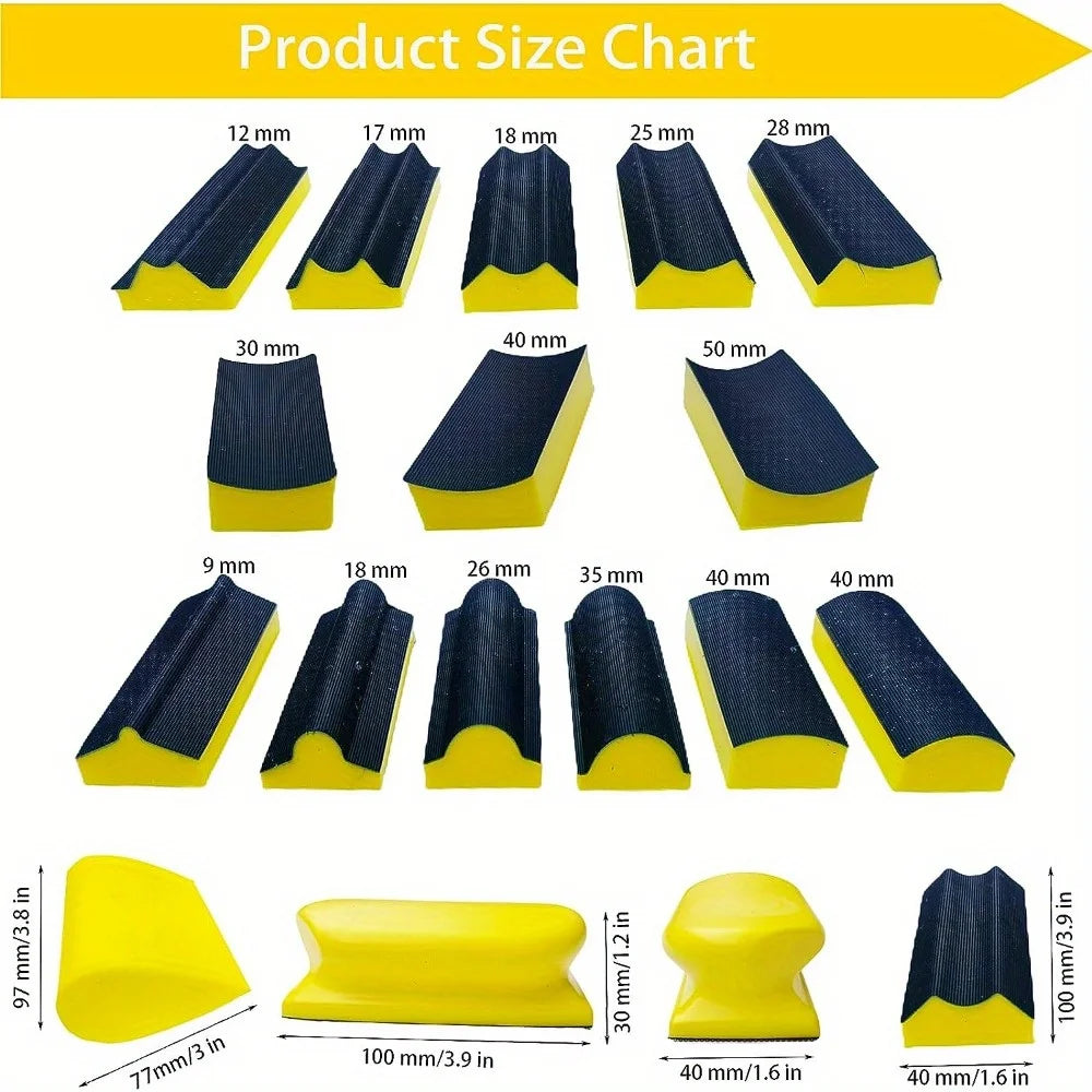 16Pcs Hand Sanding Block Hook and Loop Soft and Durable Foam Material Interchangeable Assorted Pad Furniture Restoration Crafts - Image 4