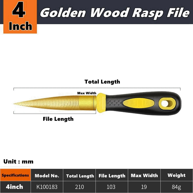High Carbon Steel Golden Wood Rasp,Double Side Tapered and Half Round Rasp File,4/6/8/10/12inch for Woodworking/Carving/Sharping - Image 4