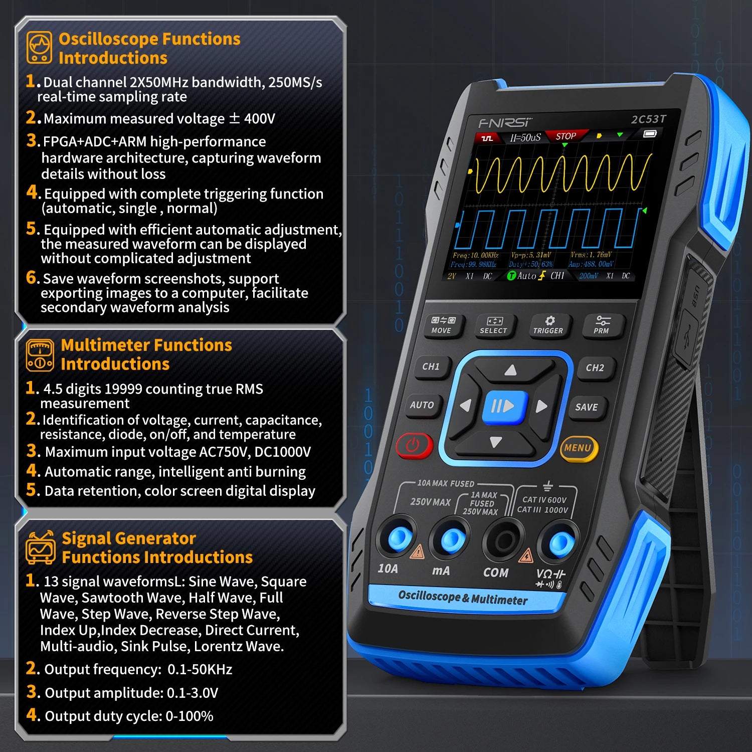 FNIRSI 2C53T 2C23T Oscilloscope Multimeter Signal Generator - Image 2
