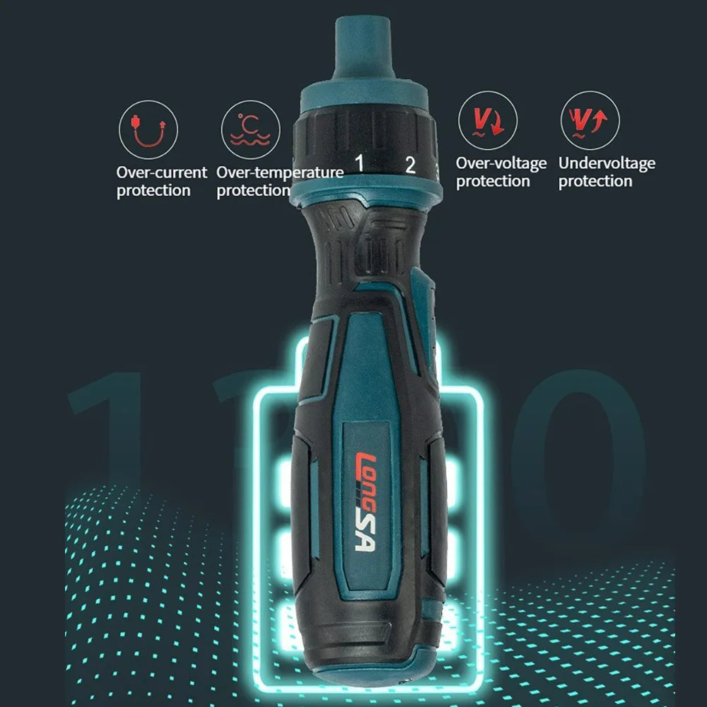 Large Torque Electric Screwdriver 0.15-7 Nm Manual Tool Ratchet Screwdriver Set Mini Electric Drill Hand Tools With Flashlight - Image 4