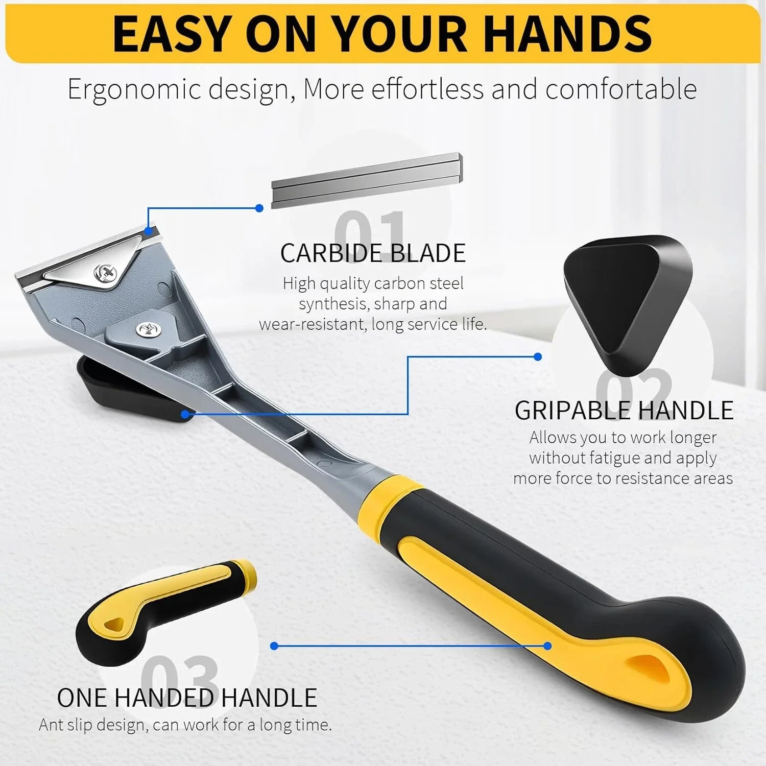 Allsome 1pc Scraper Premium Ergonomic Carbide Scraper 2-1/2In Paint Scraper Tool for Paint Wood Glue Resin Stains